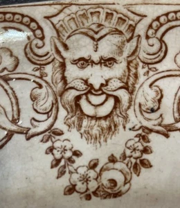 19th Century Brown Transferware Platter Gargoyle Aesthetic Movement 17” Platter - Picture 1 of 11