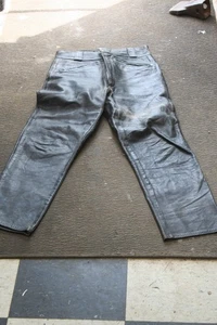 HARLEY DAVIDSON 70s Leather Pant 44 Motorcycle BIKER Heavy Duty  ZIPPERS  Harley - Picture 1 of 8