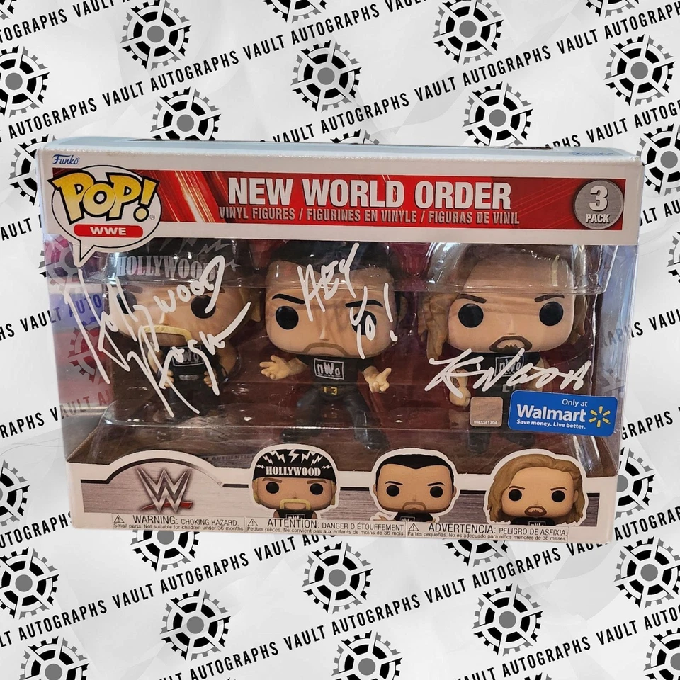 Funko Pop WWE New World Order  Signed by Hollywood  Hulk Hogan & Kevin Nash PSA - Image 1 of 4