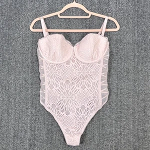 Body Bustier Victorias Secret para mujer 36D rosa encaje tanga con aros peluche - Imagen 1 de 9