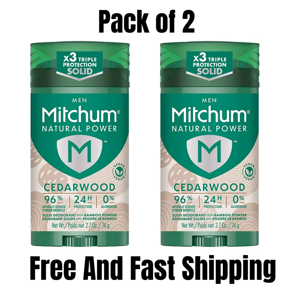 Desodorante en barra Mitchum Men Natural Power, madera de cedro, 2,7 oz (paquete de 2) Foto 1 de 4
