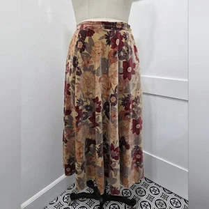 Vintage Campus Casuals Of California Samt Blumen Mehrfarbig A-Linie Midi S/M - Bild 1 von 8