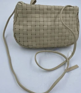 Desmo Woven Leather Crossbody Bag Made in Italy Vintage Cream - Picture 1 of 12