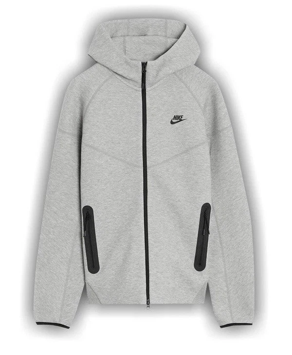Nike Sportswear Tech Fleece Full-Zip Hoodie Heather Grey FB7921-063 Size Large