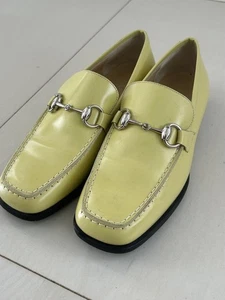 Gucci Mocassini Donna Horsebit Pelle Giallo Verde EU 36,5 120767K Autentici - Foto 1 di 24