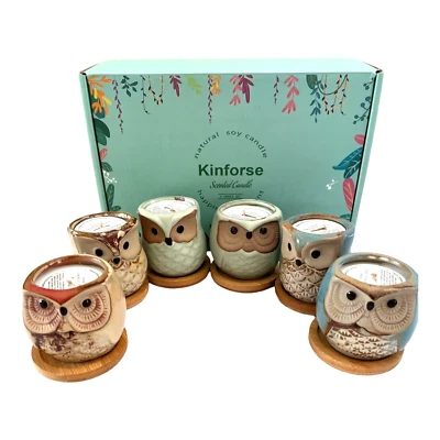 Set of 6 Owls Natural Citronella Soy Candles Kinforse Scented Aromatherapy Gift - Image 1 of 4
