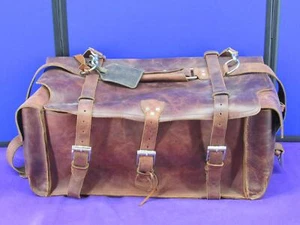 Moriah Genuine Rawhide Leather Duffle Bag Carry-On Luggage Straps 24"in x13x10 - Picture 1 of 9