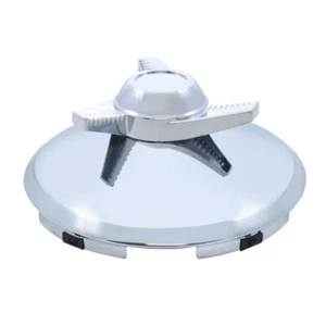5 Even Notched Chrome Front Hub Cap w/ 3 Bar Left Swing Spinner - 7/16" Lip - Picture 1 of 2
