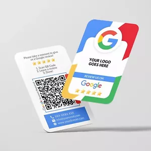 100 Double Sided Printed, Business Cards with Google Review Rating QR Code - Picture 1 of 5