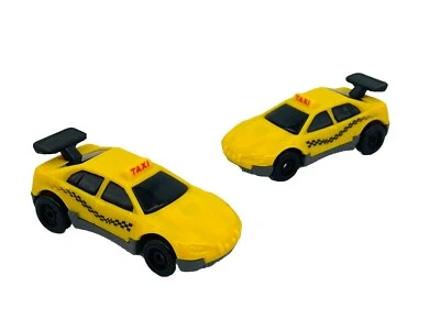 2 coches de carreras McDonald’s Happy Meal Hot Wheels amarillos taxi #7 Mattel 1997 Foto 1 de 4