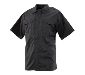 TRU-SPEC 24-7 ATLANCO 1080 POLY COTTON RIP STOP SHORT SLEEVE SHIRT BLACK MEDIUM - Picture 1 of 2
