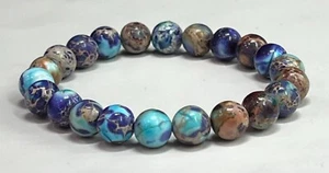 Blue and Purple Jasper Gemstone Bead Bracelet, Women’s or Men’s Beaded Jewelry - Bild 1 von 1