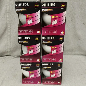 6-Philips DuraMax 25w 25G25/W/LL Medium base G25 Vanity Light Bulbs New - Picture 1 of 3