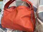 Clarks Dark Pink / Coral Leather Shoulder Bag Handbag Medium Sized Great Cond