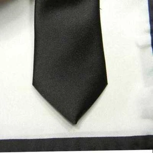 Cravate Noire Slim 6 Complet Skinny Tie Pochette Blanche Bord Noir Made In Italy - Imagen 1 de 1