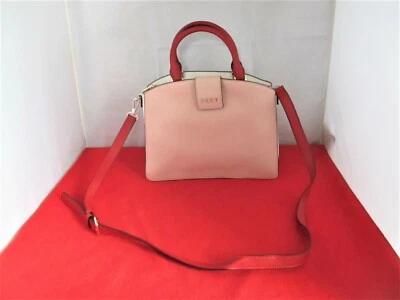 Cartera de cuero DKNY Clara, bolso de hombro, bolso de mano $248 rosa/blanco/rojo - #3152 Foto 1 de 4