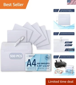 MOS A4 Invitation Envelopes – 4-1/4" x 6-1/4" White Mailing Envelopes Self Se... - Picture 1 of 6