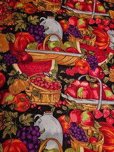 Bright Colorful Fruit Cotton Fabric Remnant by Brother Sister Design 17" x 44" - Picture 1 of 3