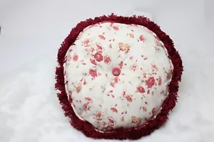 Vintage Waverly Garden Room Decorative Toss Pillow Round Morning Glory Fringe - Picture 1 of 1