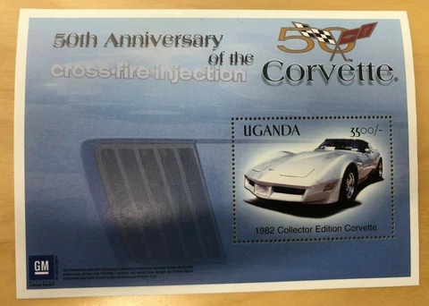 Uganda 2003 - CORVETTE CENTENARY - Souvenir Sheet (Scott #1820) - MNH Cover