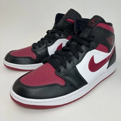 Nike Air Jordan 1 Mid Retro Bred Toe Noble Rojo Negro 554724-066 Hombres Talla 11 Foto 1 de 4