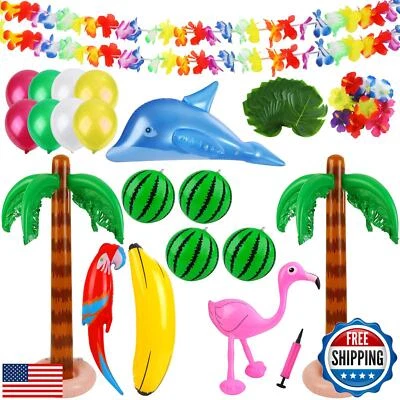 Ruisita Inflatable Luau Party Set 2 Pack Palm Trees 4 Pack Inflatable Waterme - Image 1 of 4
