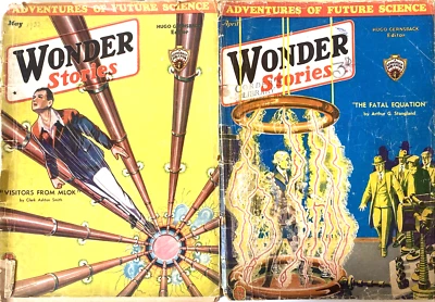 WONDER STORIES. APRIL & MAY 1933. (2 ISSUE RARE MAGAZINE LOT). LOW GRADE. - Image 1 of 4