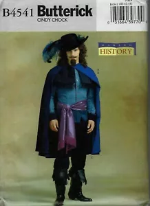 Mens Musketeer Costume Cloak Jacket Sewing Pattern Size 40-44 Butterick 4541 OOP - Picture 1 of 2