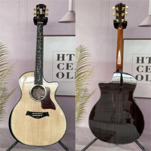 Cutaway Acoustic Guitar Solid Spruce Top Rosewood Fretboard Abalone Shell Inlay - Picture 1 of 7