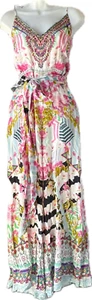 Camilla Jumpsuit Women’s Size S Small 100% Silk Wide Leg Pink Floral Sleeveless - Picture 1 of 24
