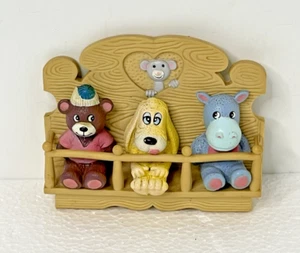 Vintage Nobel Hall Stuffed Animal Toy Shelf Magnet Set Bear Hippo Dog READ - Picture 1 of 6