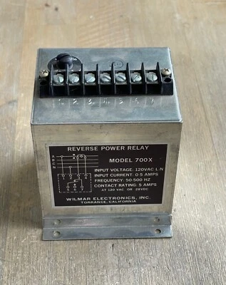 WILMAR ELECTRONICS MODEL 700X REVERSE POWER RELAY 0-5A 120VAC 50-500HZ - Image 1 of 4