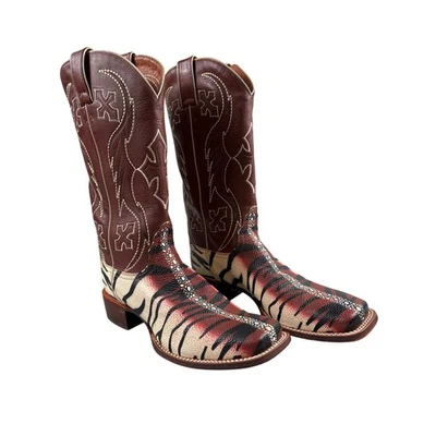 Botas de Vaquero Nocona Tiger Ray Para Mujer Talla 10B Rayas Cebra Western Ranch Granero Foto 1 de 4