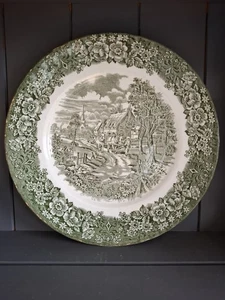 Royal Tudor Green Transferware Plate Federated Potteries Vintage England - Picture 1 of 11