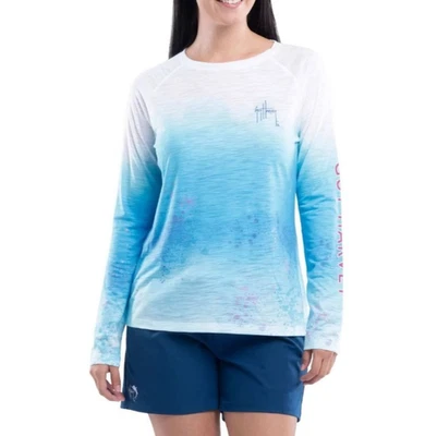 Women's Guy Harvey Tropical Turtle Long Sleeve Slub Shirt Key West Size L NEW - Image 1 of 4