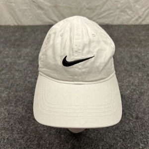 Nike Black Swoosh Logo Cap Childs Adjustable White Casual Athletic Hat - Picture 1 of 9