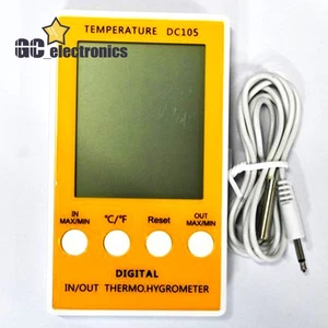 DC105 Digital LCD Innen Außen Luftfeuchtigkeit Hygrometer Thermometer Messgerät Kabel - Bild 1 von 6