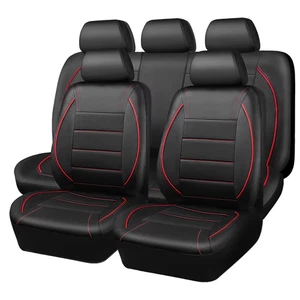 Universal Leather Car Seat Covers Red Simple Waterproof 5 Seat Car Seat Cover - Bild 1 von 17