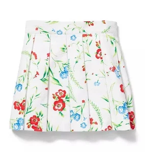 Janie and Jack Girls Size Small White Floral Pique Pleated Cotton Skirt - Picture 1 of 13