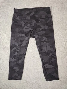 Lululemon Leggings Womens  16 Black Gray Camo Align High Rise Crop 23" Yoga - Picture 1 of 11