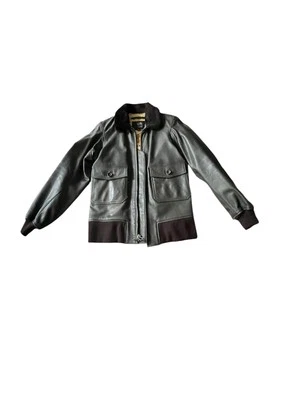 US Wings Marina de los Estados Unidos USN Cuero de Cabra Bombardero Aviador Chaqueta Top Gun Foto 1 de 4