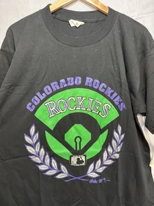 Vintage Colorado Rockies Shirt MLB Majestic Men’s XL Black Short Sleeve 1993 NEW - Picture 1 of 8