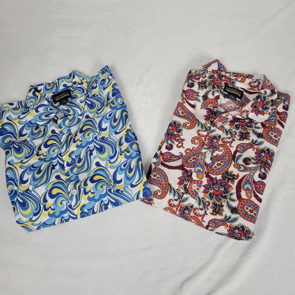 Lot Of 2 CREMIEUX PREMIUM DENIM Men's Size 2X S/S Paisley Hawaiian Shirts New - Image 1 of 4