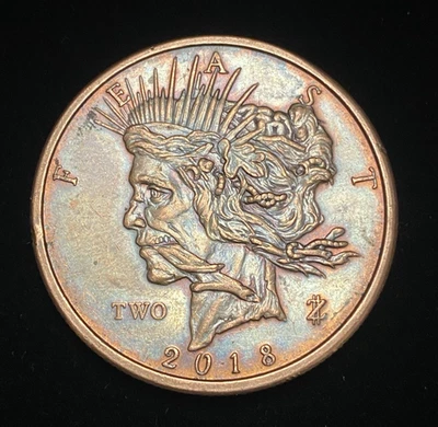 MURK DIEM ZOMBUCKS 2018 Zombie Peace Dollar .999 Copper Collectable Coin - Image 1 of 4