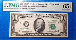 1981A $10 Federal Reserve Note Fr-2026-B New York PMG65 Gem EPQ - Picture 1 of 2