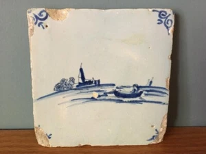 Antique Fine Delft Tile 17th Century Dutch Circa Mid 1600s - Picture 1 of 3