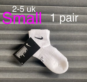 Nike White Cotton Everyday Ankle Socks Size Small 2-5 Uk 1 Pair New Genuine