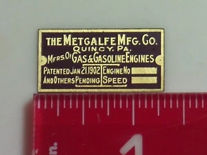 Metcalfe Typenschild für Hit and Miss Modellmotor Namensschild - Bild 1 von 1
