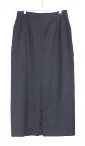 Herman Geist Gray Worsted Wool Maxi Pencil Skirt 18.5" Front Slit Women's M/L - Picture 1 of 9