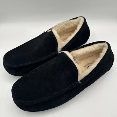 Mocasín UGG Ascot Zapatillas Hombre Talla 12 Negro Gamuza Piel de Oveja Foto 1 de 4